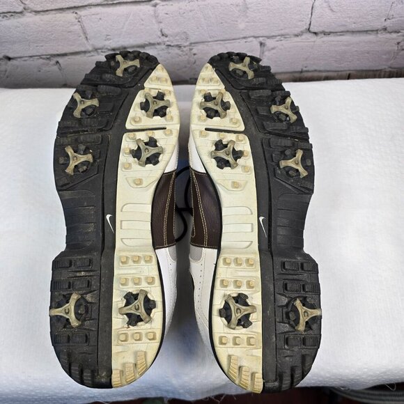 MENS NIKE AIR TOUR WHITE BROWN SADDLE GOLF SHOE MENS SIZE 10 EUC - Picture 3 of 8